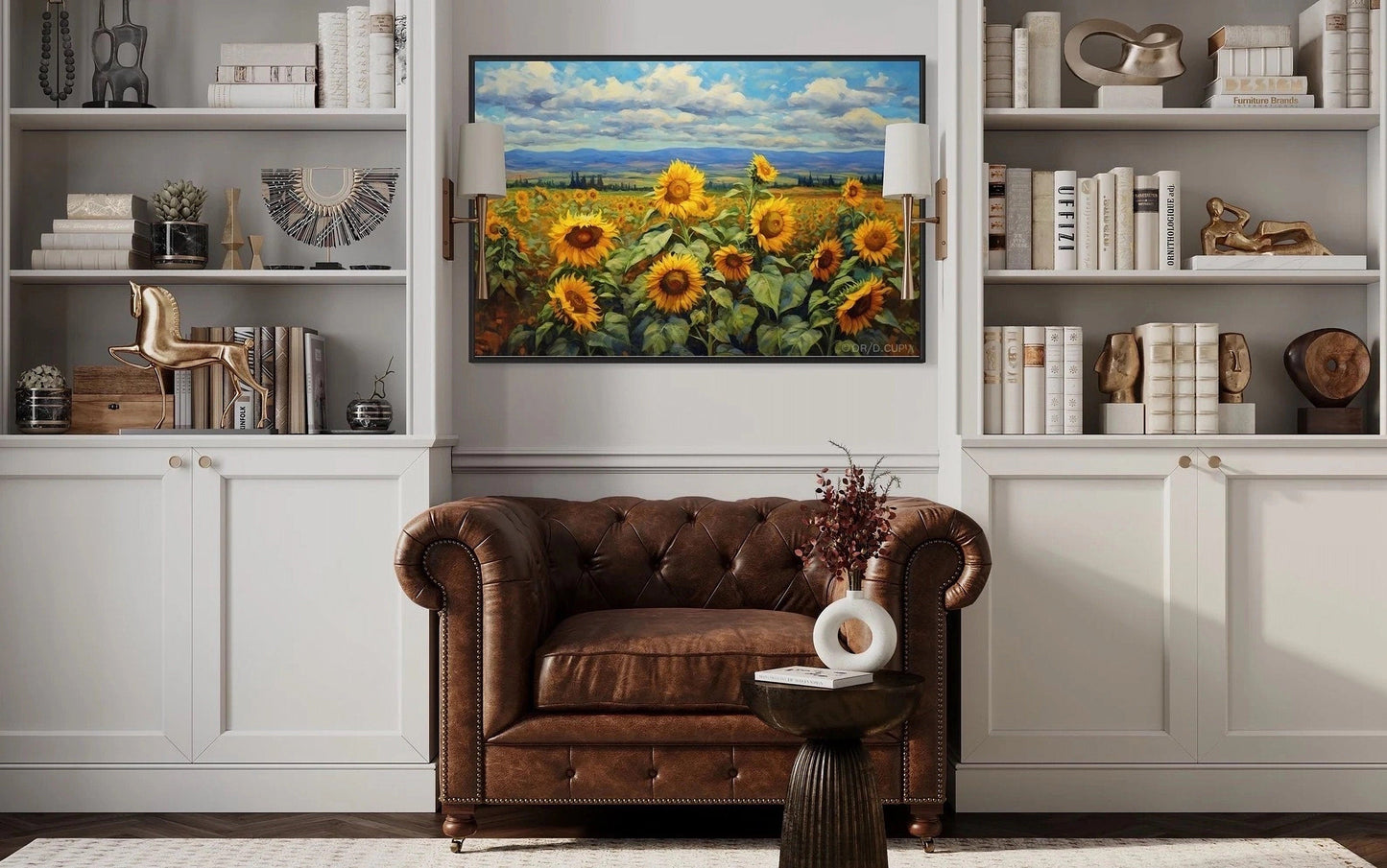 Traditional Ukrainian Sunflower Field Framed Canvas Wall Art