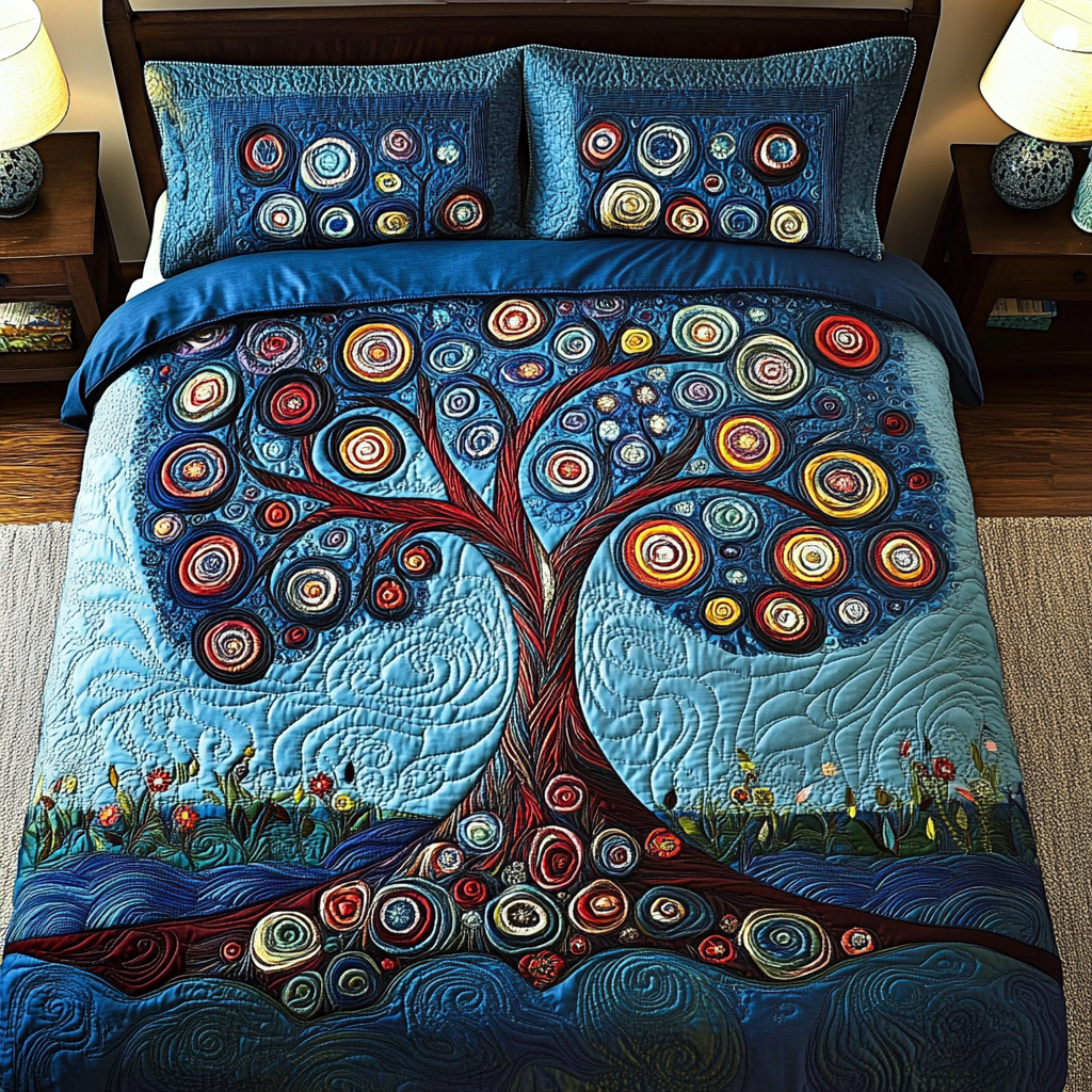 Tranquil Nature 3-Piece Quilted Bedding Set - Single (59" x 70")