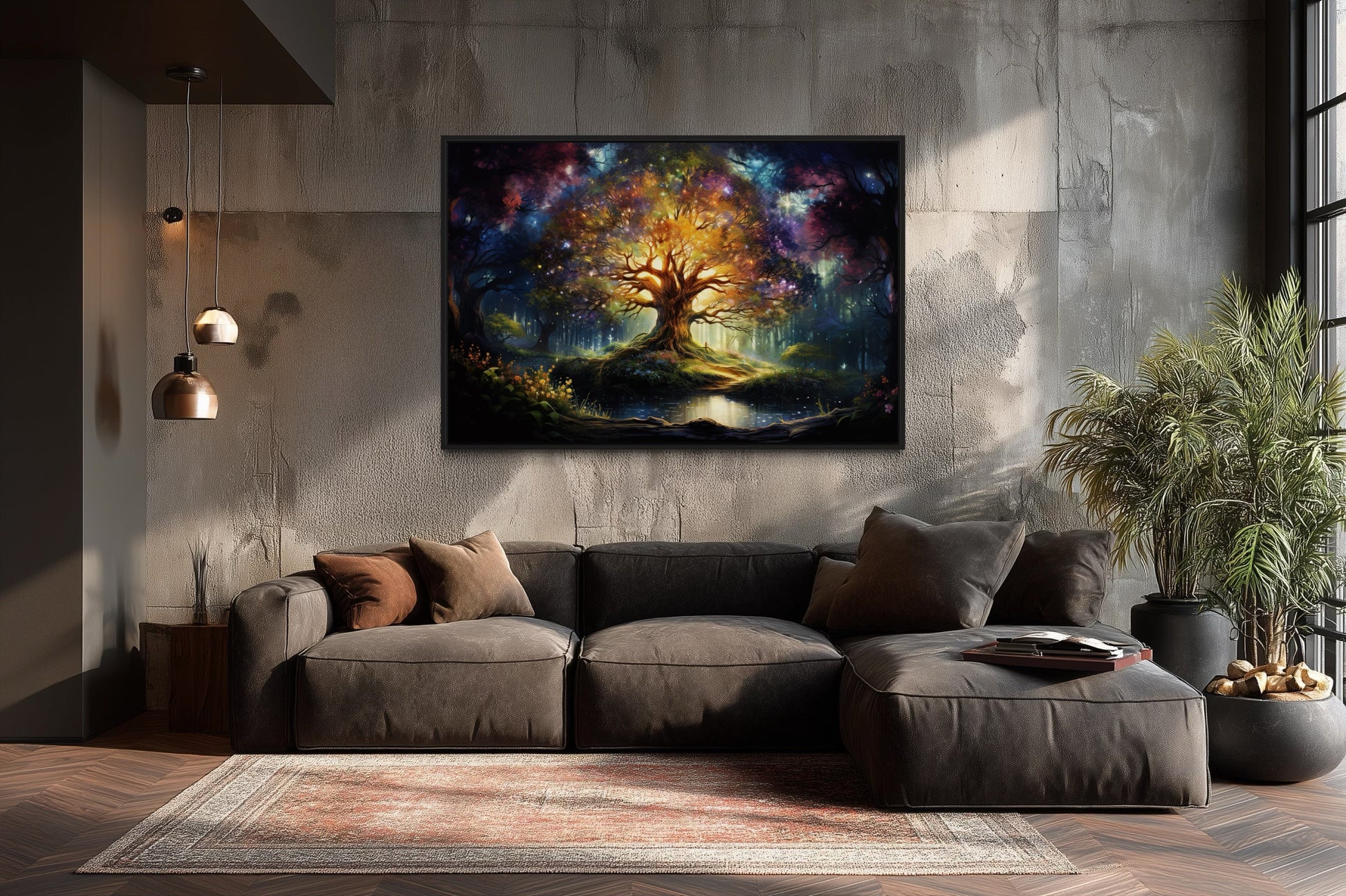 Tree of Knowledge Colorful Framed Canvas Wall Art