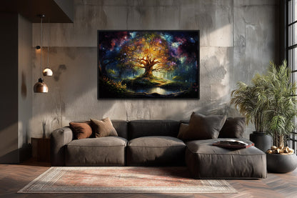 Tree of Knowledge Colorful Framed Canvas Wall Art