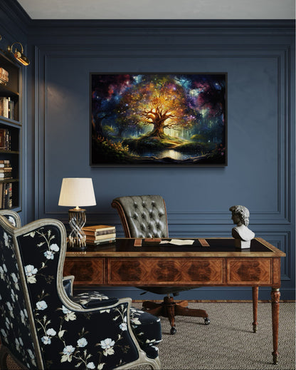Tree of Knowledge Colorful Framed Canvas Wall Art