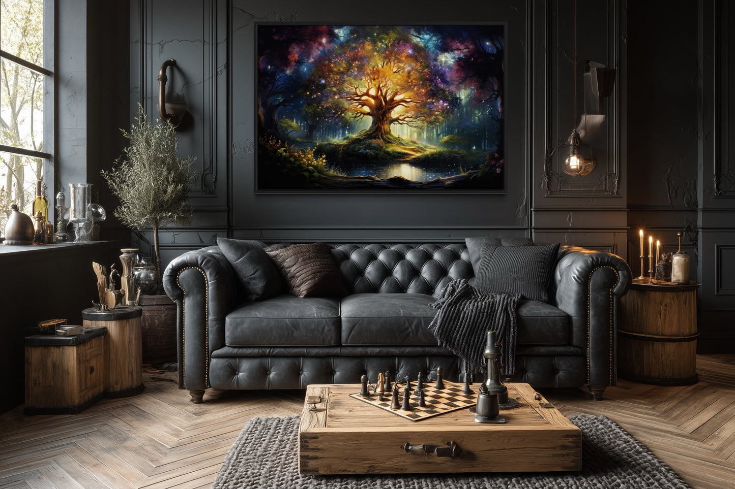 Tree of Knowledge Colorful Framed Canvas Wall Art