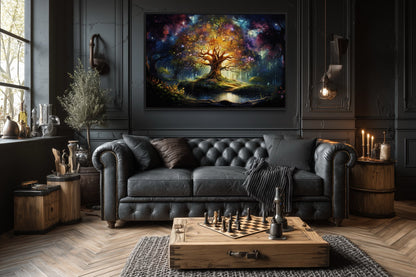 Tree of Knowledge Colorful Framed Canvas Wall Art