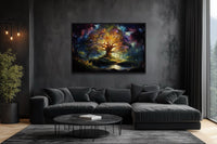 Tree of Knowledge Colorful Framed Canvas Wall Art