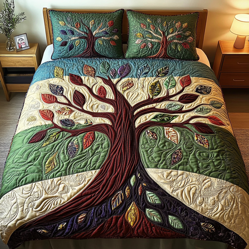 Tree of Life 3-Piece Quilted Bedding Set - Single (59" x 70")