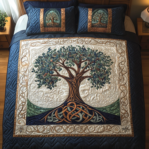 Tree of Tranquility 3-Piece Quilted Bedding Set - Single (59" x 70")