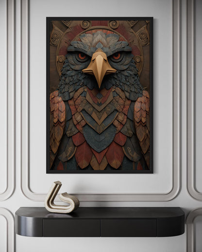 Tribal Eagle Wall Art – Geometric Eagle Canvas Art | Rustic Tribal Decor for Men