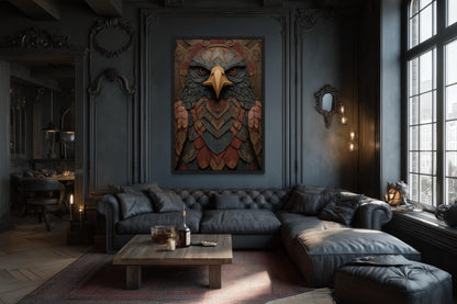 Tribal Eagle Wall Art – Geometric Eagle Canvas Art | Rustic Tribal Decor for Men