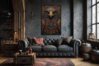 Tribal Eagle Wall Art – Geometric Eagle Canvas Art | Rustic Tribal Decor for Men