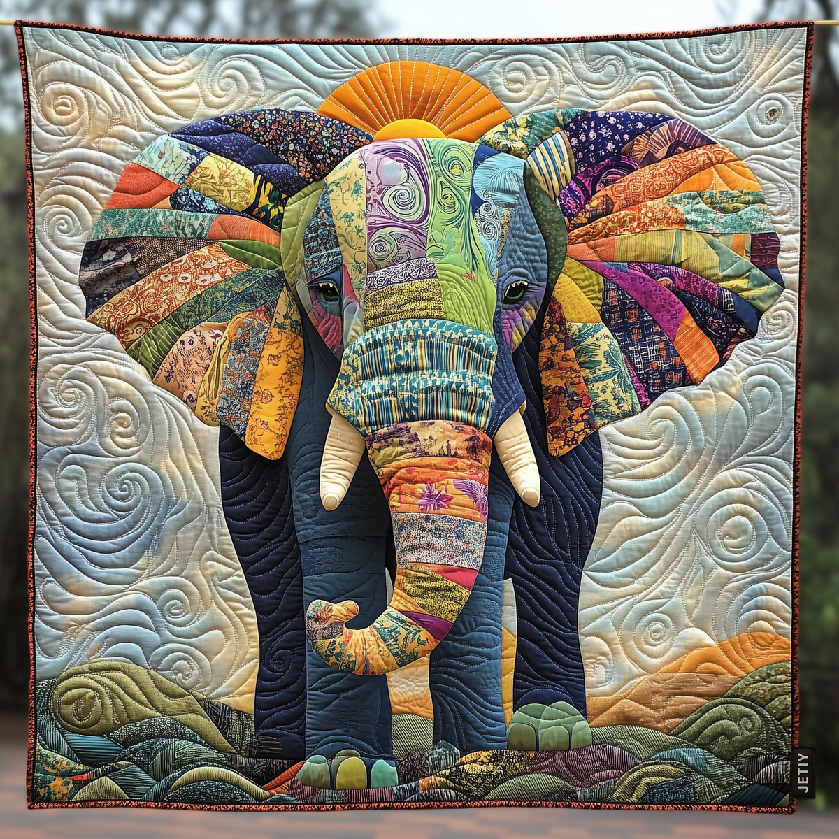 Throw (55'' x 60'') /Tribal Elephant Harmony Quilted Blanket
