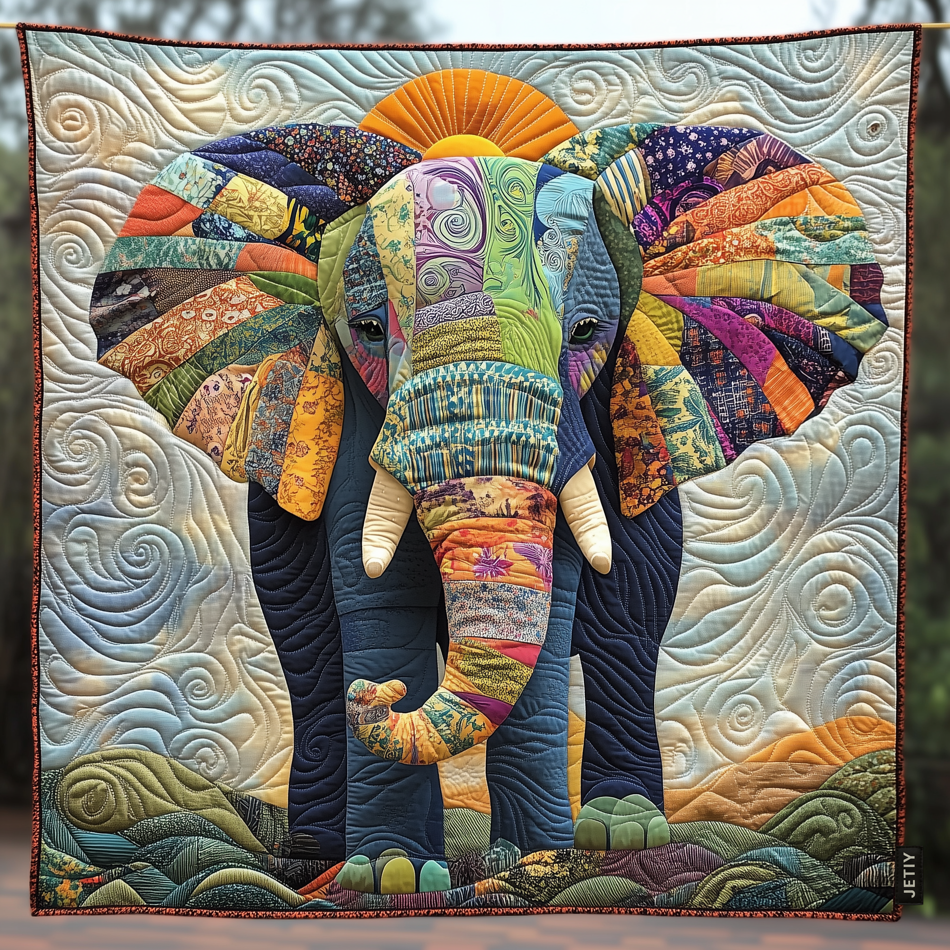 Throw (55'' x 60'') /Tribal Elephant Harmony Quilted Blanket