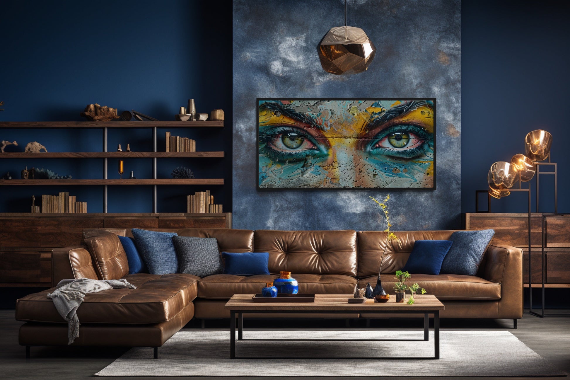 Trippy Eyes Graffiti Painting Framed Large Canvas Wall Decor