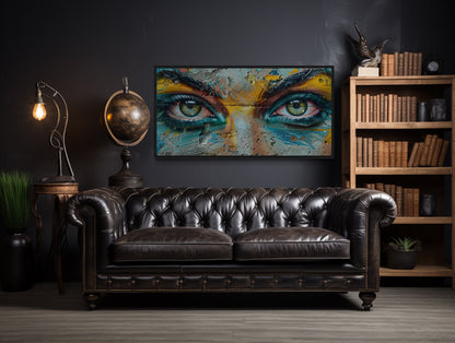 Trippy Eyes Graffiti Painting Framed Large Canvas Wall Decor