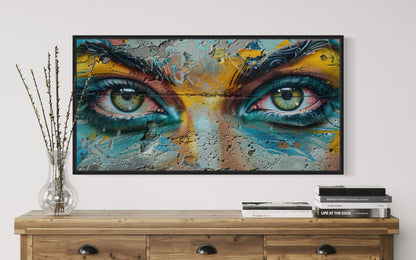 Trippy Eyes Graffiti Painting Framed Large Canvas Wall Decor