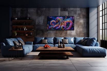 Trippy Octopus Framed Canvas Wall Art