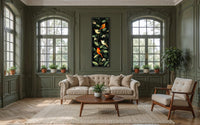 Tropical Birds Wall Art – Vertical Narrow Canvas Decor with Exotic Bird Painting