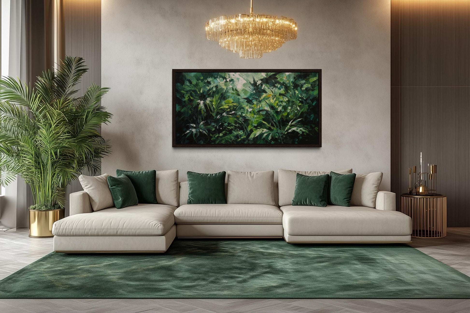 Tropical Jungle Canvas Art – Lush Green Rainforest Wall Decor With Floating Frame