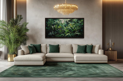 Tropical Jungle Canvas Art – Lush Green Rainforest Wall Decor With Floating Frame