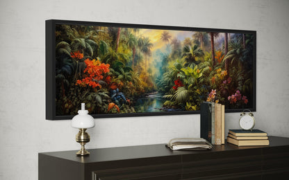Tropical Rainforest Long Horizontal Framed Canvas Wall Art