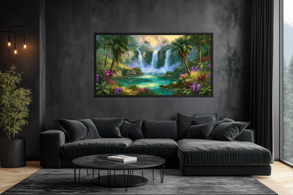 Tropical Waterfall - Jungle Paradise Canvas Wall Art