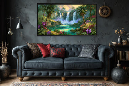 Tropical Waterfall - Jungle Paradise Canvas Wall Art