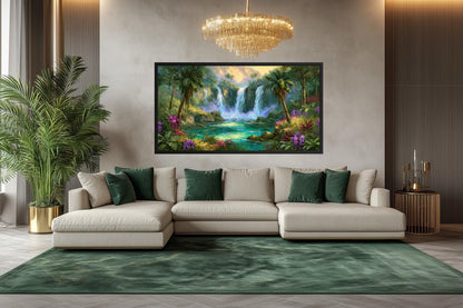 Tropical Waterfall - Jungle Paradise Canvas Wall Art
