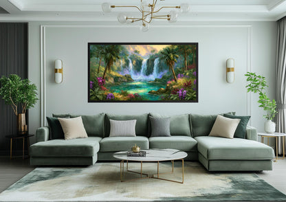 Tropical Waterfall - Jungle Paradise Canvas Wall Art