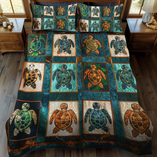 Turle Odyssey 3-Piece Quilted Bedding Set - Single (59" x 70")