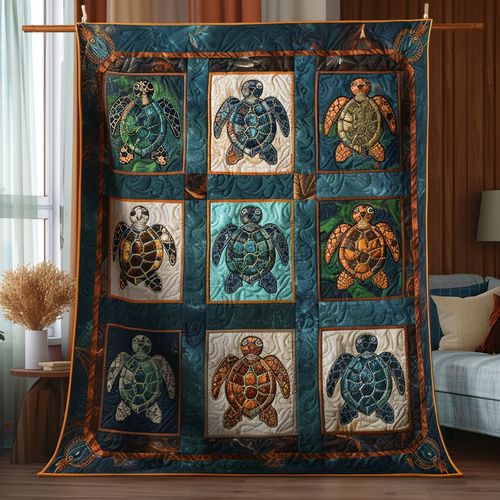 Turtle Odyssey Quilted Blanket - Throw (55" x 60")