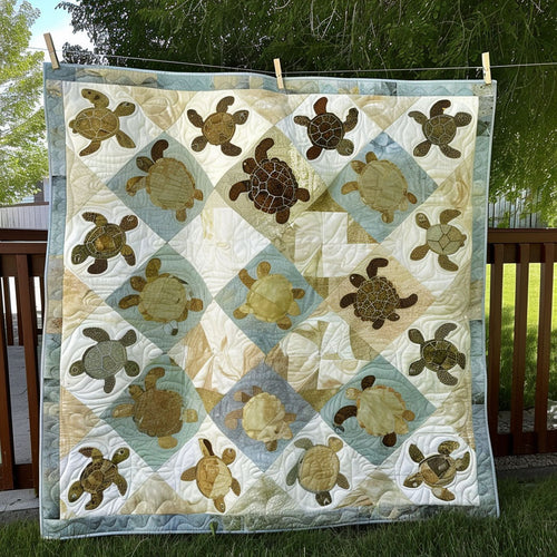 Turtle Paradise Quilted Blanket - Throw (55" x 60")