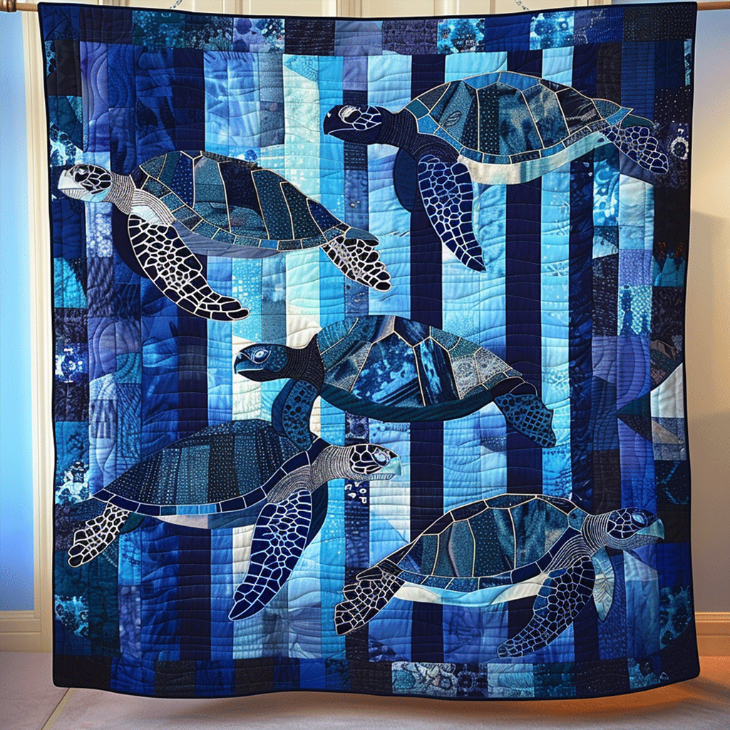 Turtle Dreamscape Quilted Blanket - Throw (55" x 60")