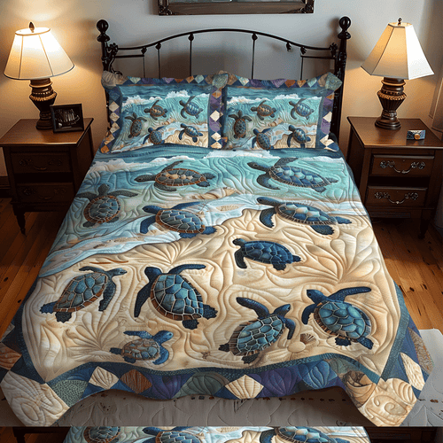 Turtle First Crawl 3-Piece Quilted Bedding Set - Single (59" x 70")