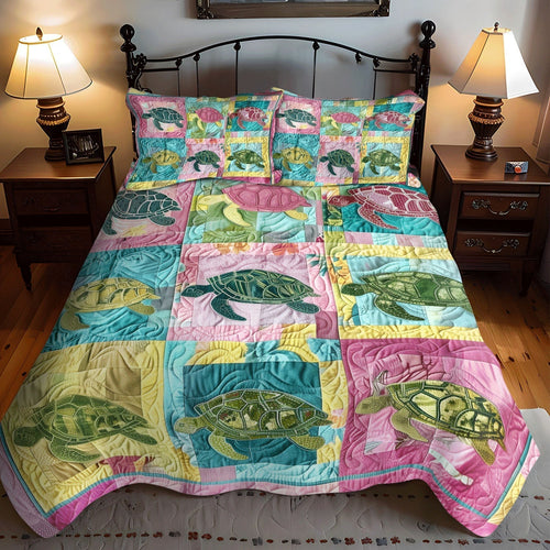 Turtle Reef 3-Piece Quilted Bedding Set - Single (59" x 70")