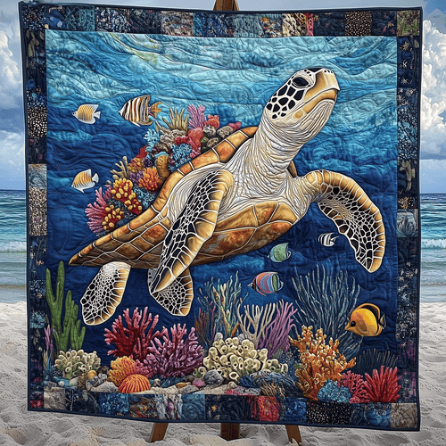 Turtle Tide Quilted Blanket - Throw (55" x 60")