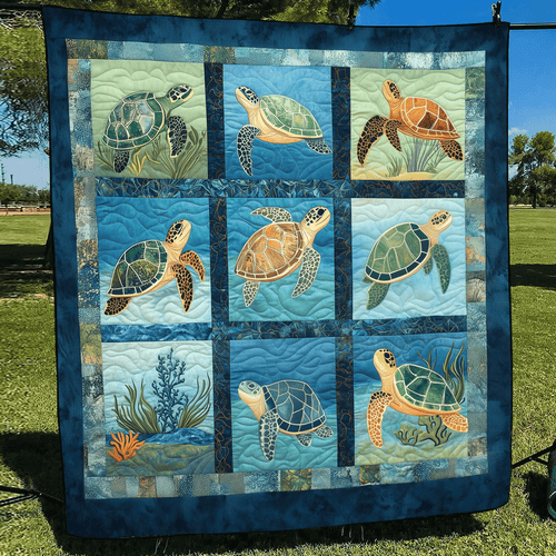 Turtle Tide Quilted Blanket - Throw (55" x 60")
