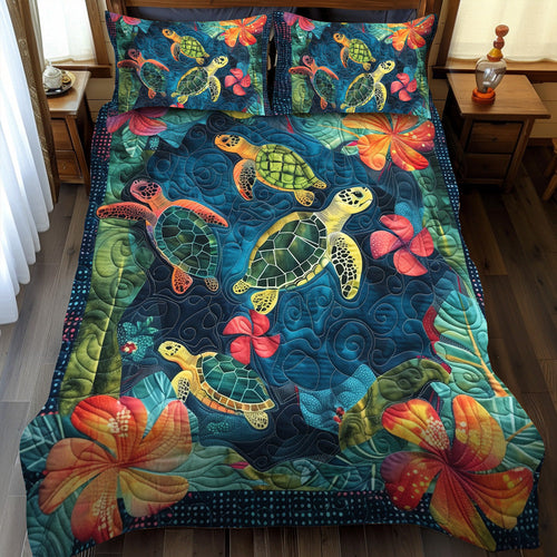 Turtles Journey 3-Piece Quilted Bedding Set - Single (59" x 70")