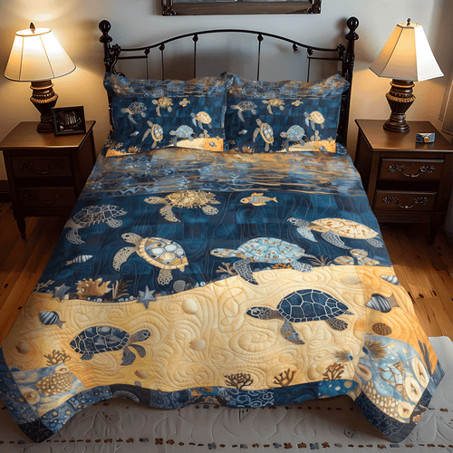 Turtley Night 3-Piece Quilted Bedding Set - Single (59" x 70")
