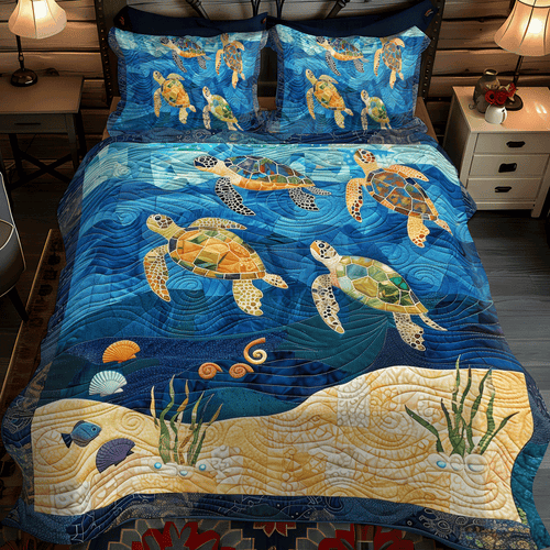 Turtley Mosaic 3-Piece Quilted Bedding Set - Single (59" x 70")