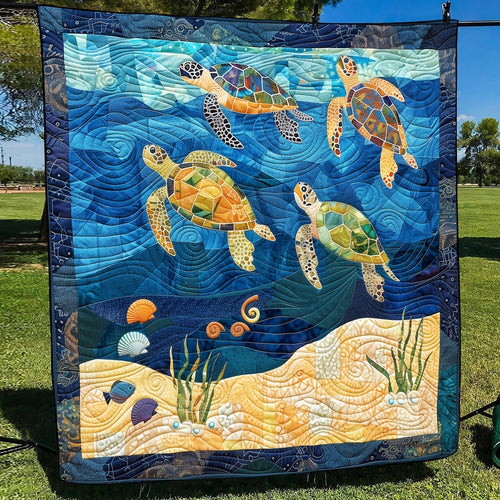 Turtley Mosaic Quilted Blanket - Throw (55" x 60")