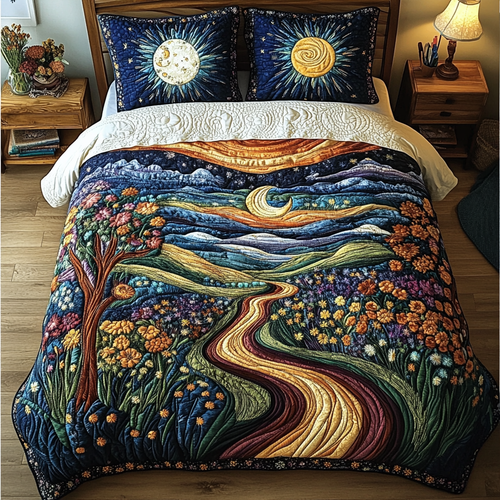 Twilight Meadow 3-Piece Quilted Bedding Set - Single (59" x 70")