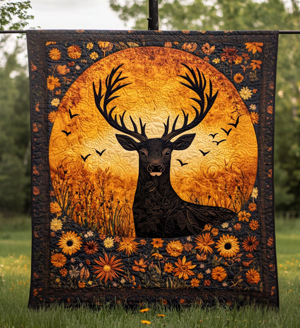 Twilight Stag Quilted Blanket - Throw (55" x 60")