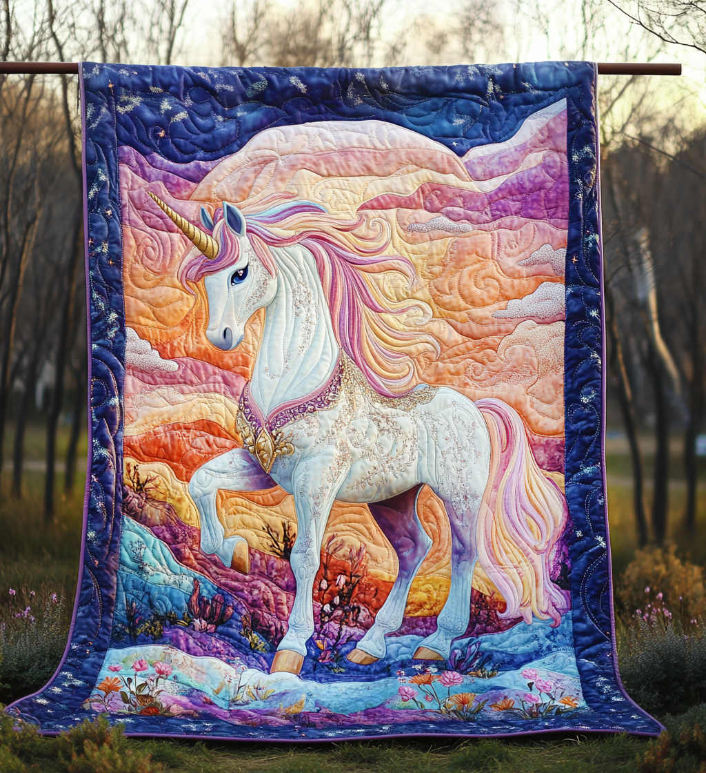Twilight Unicorn Quilted Blanket - Throw (55" x 60")