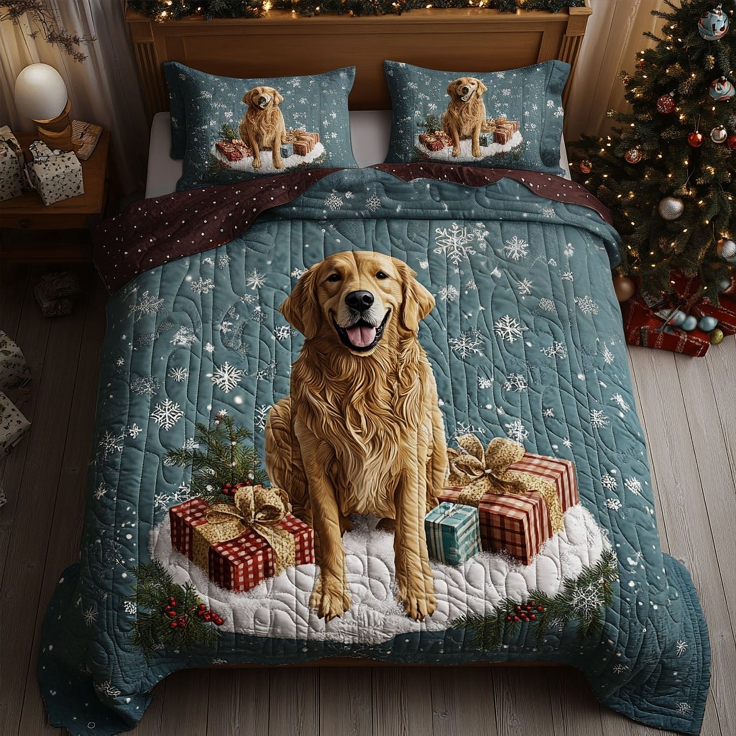Twinkle Tail Golden 3-Piece Quilted Bedding Set - Single (59" x 70")