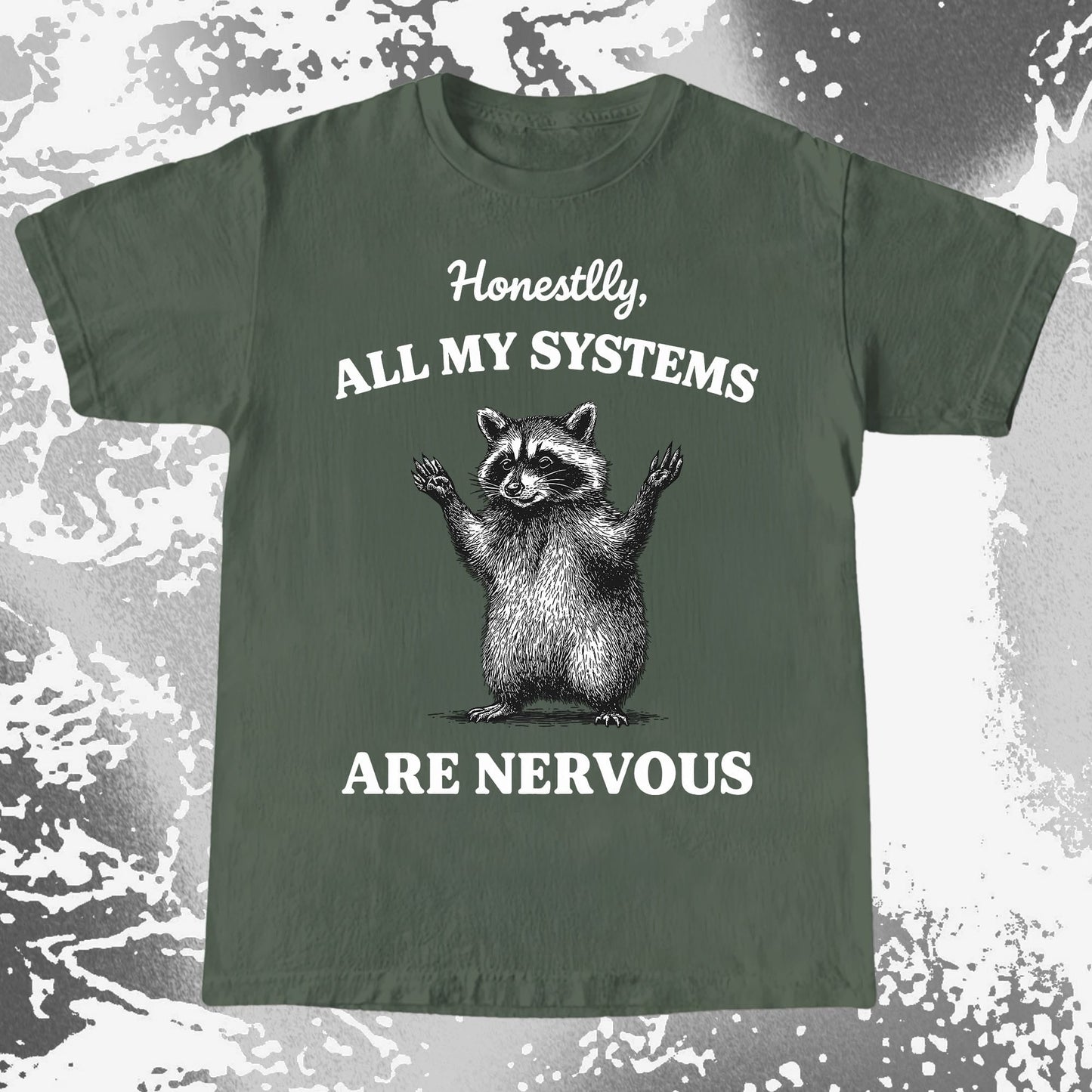 Nervous Systems Raccoon, funny meme tee gift (view 6)