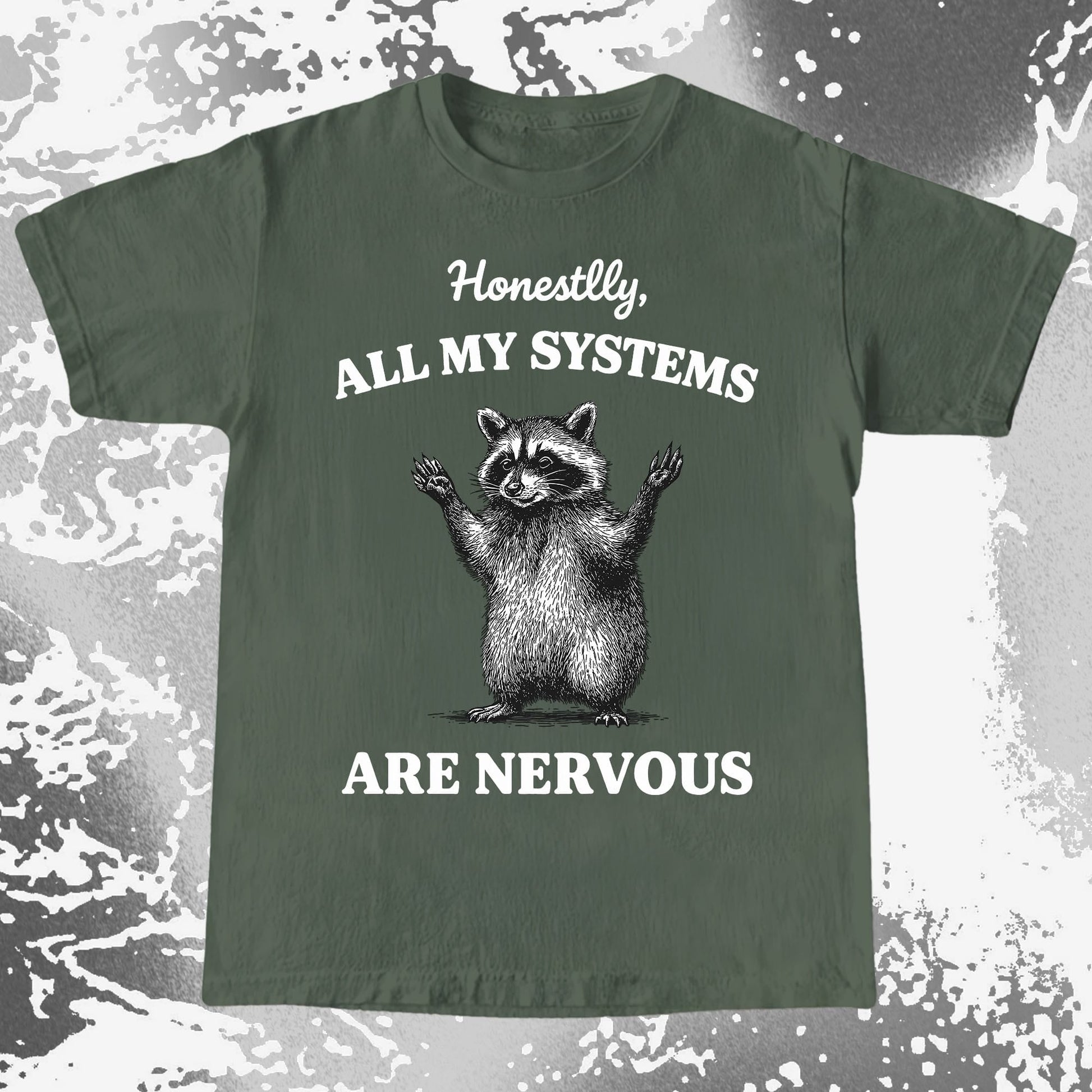 Nervous Systems Raccoon, funny meme tee gift (view 6)