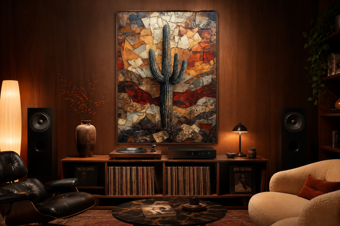 Saguaro Cactus Wall Art – Rustic Desert Landscape Canvas Print - Neutral Earthy Decor