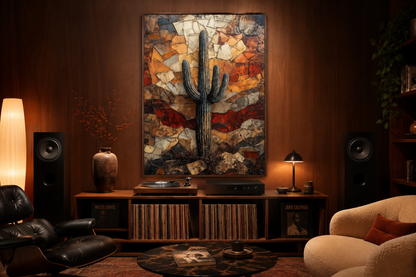 Saguaro Cactus Wall Art – Rustic Desert Landscape Canvas Print - Neutral Earthy Decor