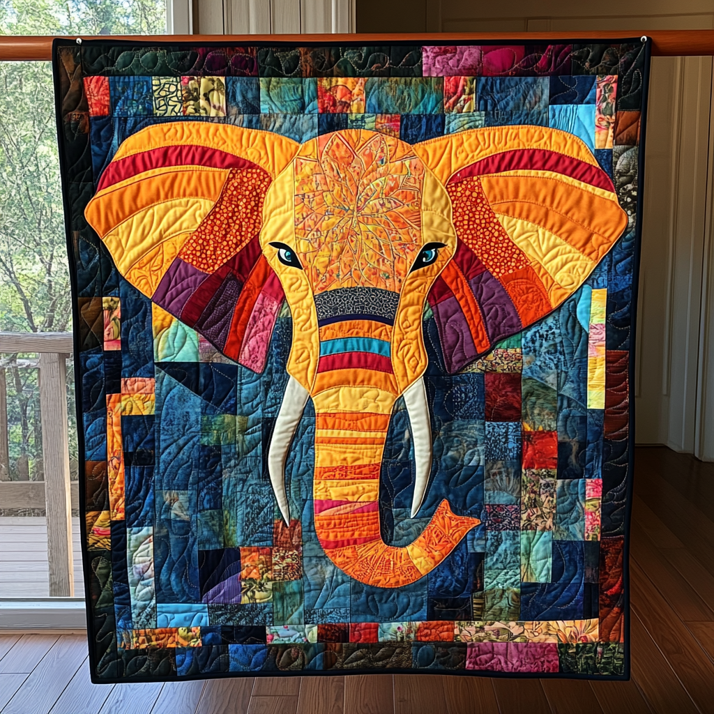 Vibrant Tusker Quilted Blanket - Throw (55" x 60")