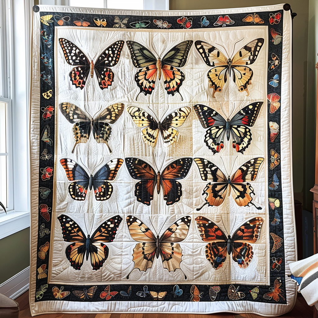 Vibrant Butterflies Quilted Blanket - Throw (55" x 60")