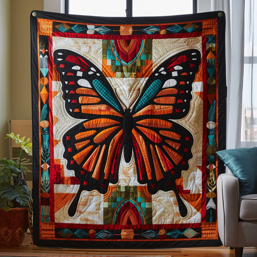 Vibrant Butterfly Quilted Blanket - Throw (55" x 60")